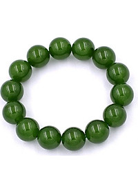 Vòng chuỗi đeo tay thạch anh xanh rêu 14 ly - Chuỗi hạt đeo tay đá phong thủy