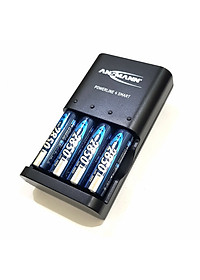 Combo Bộ sạc ANSMANN POWERLINE 4 Smart kèm 4 pin AA-2850-US - Hàng Nhập Khẩu