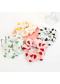 Dây buộc tóc Scrunchies vải mềm Vintage hình tim trẻ trung HD61
