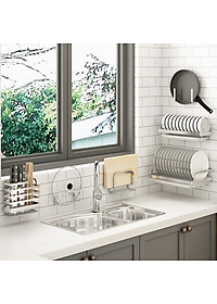 Kệ để chén đĩa đa năng dán tường inox 304 Hobby home decor KCD