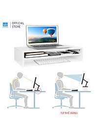 Kệ Gỗ Để Màn Hình Bàn Làm Việc 2 Tầng SIB Decor KDB03