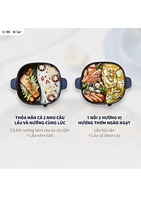 Nồi Lẩu 2 Ngăn Bear Đa Năng Nhiều Chế Độ Nấu Lẩu Hầm Ninh Chiên Rán Xào Chống Dính Cực Tốt Kháng Khuẩn 99,99% - SB NL60U HÀNG CHÍNH HÃNG