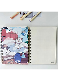 Sổ tay lò xo mèo A5 160 trang Bộ sưu tập sổ ghi chép mẫu mèo Nhật Bản anime học sinh-B113