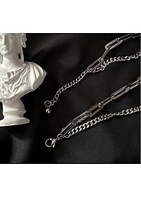 Lắc tay vòng đeo tay unisex thép không đen 2 lớp xích