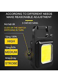 Đèn LED Mini Móc Khóa - Đèn Pin COB - Đèn Pin Dã Ngoại - Sạc USB Tiện Dụng - Hàng Loại 1 - Chính Hãng MINIIN
