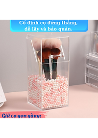 Hộp Đựng Cọ Trang Điểm Ngọc Trai Acrylic- Hộp Cọ Trong Suốt Sang Trọng- Lọ Đựng Cọ Kèm Hạt Trang Trí 3D- Hộp Makeup Brush Holder Cao Cấp- Hộp Đựng Cọ Trang Điểm Hạt Ngọc Tinh Tế