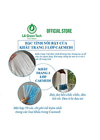 Khẩu trang y tế CAEMEDI 3 lớp trắng cao cấp, kháng khuẩn, lọc bụi bẩn đạt chuẩn BFE, FDA xuất khẩu Châu Âu - Hộp 50 cái