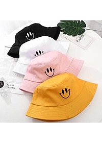 Mũ bucket tai bèo nam nữ thêu icon mặt cười độc đáo, chất vải kaki 2 lớp chống nóng tốt - Hạnh Dương