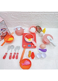 Bộ nấu ăn nhà bếp 36 chi tiết màu hồng xinh xắn đáng yêu sử dụng pin