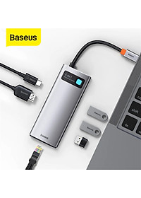 Hub chuyển đa năng Baseus Metal Gleam Series Multifunctional Docking Station ( Type-C to HDMI/ USB3.0/ LAN / SD Card Reader/ Type C PD 100W, Multifunctional HUB) - Hàng Chính Hãng