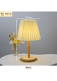 Đèn Ngủ Để Bàn HUTA G4 Gỗ Chao Xếp Ly Vintage Dễ Thương, Decor Trang Trí Phòng Ngủ, Đọc Sách Đầu Giường, Điều Chỉnh Độ sáng, Đèn Vàng Bóng LED Tiết Kiệm Điện