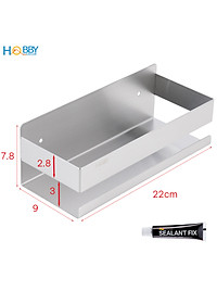 Kệ đựng đồ phòng tắm inox 304 xước dán tường Hobby home decor KCNX có keo dán