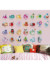 Sticker Decal dán tường 24 CHỮ CÁI VÀ TỪ VỰNG TIẾNG ANH - XH6221