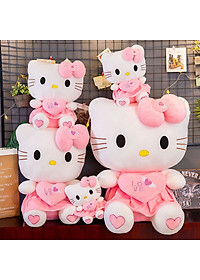 Gấu Bông Mèo Kitty Ôm Tim Siêu Dễ Thương (25cm--->60cm) Hàng Cao Cấp Loại 1 Chất Lượng Cao, An Toàn Cho Trẻ Nhỏ