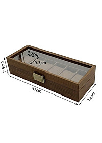Hộp đựng đồng hồ - Hộp đựng 6 đồng hồ bằng gỗ màu nâu