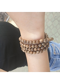 Vòng tay trầm hương tràng 108 hạt Tốc SƠN MỘC HƯƠNG tặng 1 mốc khóa SMH