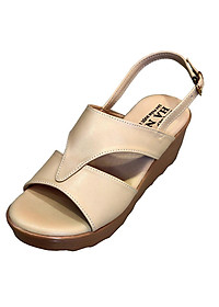 Giày sandal Nữ Đế Xuồng TiTi ĐÔ Da Bò Thật Cao Cấp 7cm DNU2025c