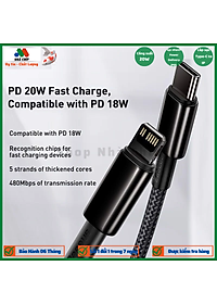 Cáp sạc nhanh, siêu bền C to IP 20W Baseus Tungsten Gold dùng cho iPhone 12/ iP11 Series/ iPXS Max (20W, Fast Charging & Data Cable)- Hàng chính hãng