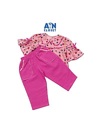 Bộ quần dài áo tay lỡ họa tiết Bi nhiều màu nền hồng sen cotton - AICDBGYNWLQU - AIN Closet