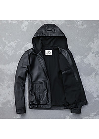 Áo khoác da nam có nón chống thấm nước SITAKI cao cấp AD29
