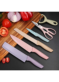 Bộ Dao Kéo 6 Món Lúa Mạch Làm Bếp- An Toàn Tiện Lợi- Lưỡi Thép Chống Gỉ Sắt Bén - Hàng Chính Hãng MINIIN