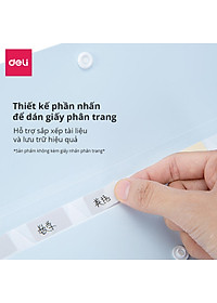 Cặp đựng tài liệu A4 Deli - 8 ngăn phân trang - file lưu trữ tài liệu - linfini - Xanh Dương / Trắng - 72456