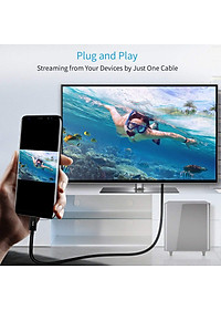 Dây cáp chuyển đổi cổng PD Type-C ra cổng HDMI chuẩn 4K dài 180cm hiệu CHOETECH CH009 cho điện thoại Macbook (Tốc độ ổn định 10Gbps@60Hz, Video chất lượng độ phân giải cao 4K) - Hàng chính hãng