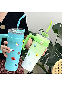 Ly Giữ Nhiệt Inox 304 Cao Cấp Besti - Tặng Kèm Ống Hút Không Gỉ, Ticker 3D, Bình Giữ Nhiệt Có Tay Cầm (1200ml) - Hàng Chính Hãng 