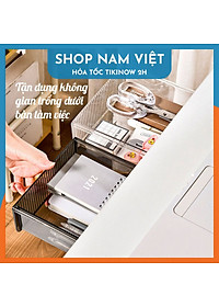 Ngăn Kéo Dưới Bàn Làm Việc Trong Suốt - Hộp Nhựa Để Đồ Dán Dưới Bàn (Kèm Miếng Dán)