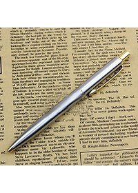  Bút Bi Ngòi Bấm Nét 0.7mm Mực Xanh Vỏ Kim Loại BP037 Thanh cài Vàng