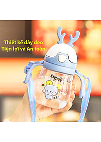 Bình Nước Có Ống Hút Cho Bé Tập Uống Có Van Chống Sặc Cao Cấp 300ml Bằng Nhựa PP Chịu Nhiệt Tốt Có Tay Cầm Tiện Lợi - HÀNG LOẠI 1- CHÍNH HÃNG MINIIN