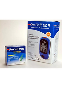 Máy đo đường huyết On Call EZ II, Hàng chính hãng, gồm bút, kim chích máu và tặng 25 que thử, BH trọn đời