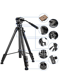 Chân máy tripod YUNTENG VCT-999RM dùng cho máy ảnh và điện thoại (Kèm túi đựng, đầu kẹp xoay 360 độ, remote) - Hàng Chính hãng