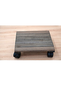 Đế Lót Chậu Cây Có Bánh Xe Thương Hiệu ANKAN, Đế Để Chậu Cây, Mặt Vuông Bằng Gỗ Tràm, Màu Đen Đường Kính 30 Cm, Tải Trọng 80kg - Hàng Xuất Khẩu