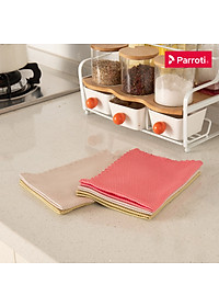 Combo 5 khăn lau đa năng siêu thấm hút, khăn size lớn (30x40 cm) khăn lau kính, ô tô, mặt bàn, bếp Parroti Fiber FB01