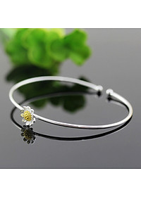 Lắc Tay Kiềng Bạc Nữ Bạc Hiểu Minh LTU468 hoa cúc