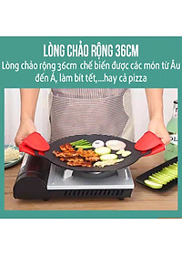 Chảo Đá Nướng Thịt Kiểu Hàn Quốc, Vỉ Nướng BBQ Chống Dính Không Cần Dầu Size 34cm Hàng Chính Hãng MINIIN
