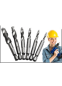 Bộ 6 Mũi Khoan Taro HSS 4341 Tạo Ren Cao Cấp, giúp tiết kiệm thời gian thi công, tiết kiệm chi phí siêu tiện lợi. M3, M4, M5, M6, M8, M10 