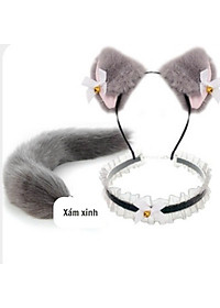 Combo Phụ kiện thời trang Đuôi cosplay cáo nhân tạo Cosplay + nơ cổ + kẹp tóc (Halloween / Lễ hội / Trang phục hóa trang)