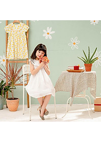 Váy đầm bé gái thêu chìm màu trắng vải xô đũi mềm mịn mát hàng thiết kế hè thu MamLa