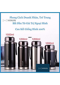 Bình Giữ Nhiệt Kim Cương Inox 304- Chống Rỉ Set, Nắp Đậy Chặt, Giữ Nhiệt Nóng Lạnh Tốt 6- 8h, Quai Đeo Chắc Chắn, Thiết Kế Sang Trọng, Màu Sắc Thanh Lịch, Tiện Lợi, Pha Lọc Trà, Hàng Chính Hãng MINIIN