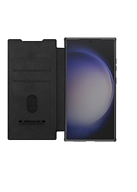 Bao da chống sốc cho Samsung Galaxy S24 Ultra, S24 Plus, S24 trang bị nắp bảo vệ Camera hiệu Nillkin Qin Pro (ngăn đựng thẻ ATM Name Card, chất liệu da cao cấp, thiết kế thời trang cá tính) - Hàng nhập khẩu