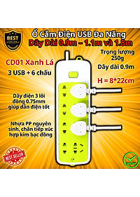 Ổ Cắm Điện USB Đa Năng Cao Cấp Chống Giật Dây Dài 0.9m – 1.1m và 1.8m, Ổ Cắm Điện Công Suất 2500W Có Chốt An Toàn