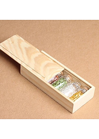 Set 06 lọ đá Thạch Anh vụn thiên nhiên gồm 06 màu khác nhau kèm hộp gỗ