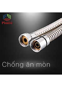 Dây vòi hoa sen tắm nóng lạnh Pimisi bằng inox 304 với đầu dây đồng thau không gỉ phù hợp với mọi sen tắm trong nhà vệ sinh dài 150cm chống xoắn - mạ xi sáng bóng - ống mềm cấp nước và dùng được cho cả vòi xịt nhà vệ sinh phòng tắm | Hàng chính hãng