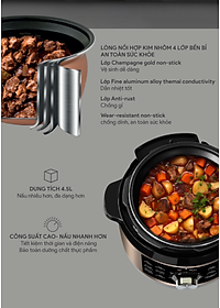 Nồi Áp Suất BlueStone PCB-5648 - 4,5 lít - 900W - Bảng điều khiển cơ - Bảo hành 2 năm - Hàng chính hãng