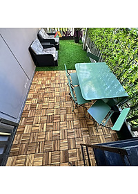 Vỉ Gỗ Lót Sàn Ban Công Thương Hiệu ANKAN Màu Nâu Vàng Loại 12 Nan, Ván Gỗ Lót Sàn Ngoài Trời, Sân Vườn, Hồ Bơi, Phòng Spa, Siêu Bền, Chịu Nước Tốt, Chống Trơn Trượt, Tiêu Chuẩn Xuất Khẩu (1 Vỉ)