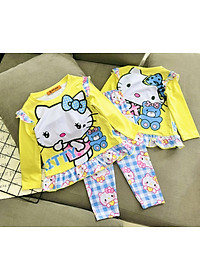 Đồ bộ ngủ dài tay cho bé gái kuromi hello kitty từ 12-40kg chất thun lạnh mềm mịn mát