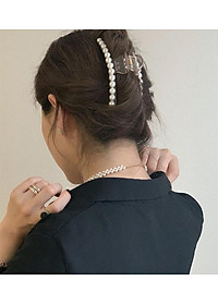 Kẹp Tóc Càng Cua Đính Ngọc Trai Nhân Tạo Phong Cách Hồng Kông Thâp Niên 90s