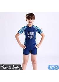 Đồ bơi cho bé trai vừa và lớn size đại đến 55kg, mẫu thun bơi cao cấp, dáng áo cộc tay quần sooc đùi thể thao, có kèm mũ | BT40